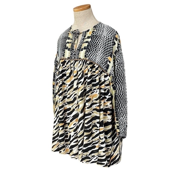 Anthropologie x Blank London Peasant Top NWT Long Sleeve Green Orange Size Large - Picture 3 of 17